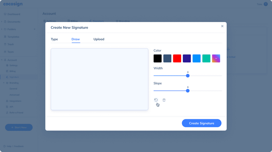 Click to Upload a scanned copy of your readymade signature.
