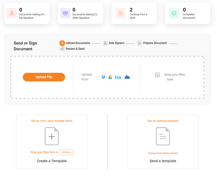 eSign dashboard